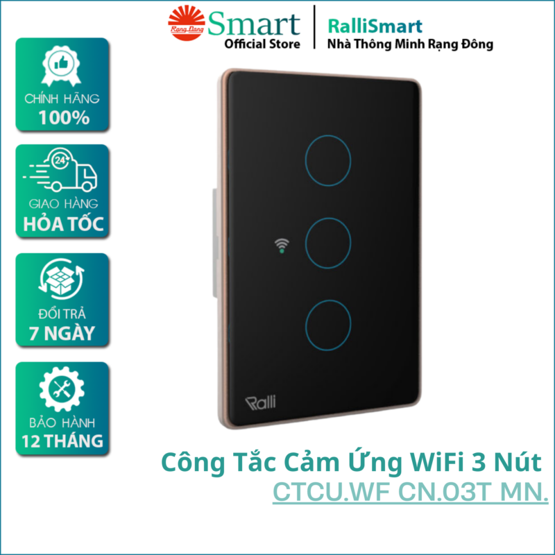 Công tắc thông minh Rạng Đông CTCU.WF CN.03T MN